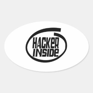 Hacker Inside Ovaler Aufkleber