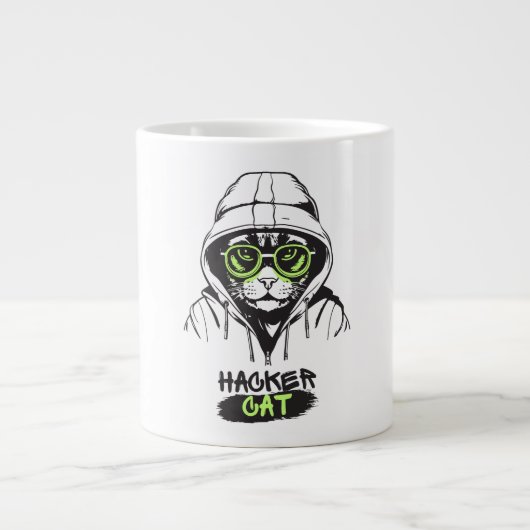 Hacker-Katze-Cyber-Gamer-Coder-Lustige-Tech-Tasse Jumbo-Tasse (Vorderseite)