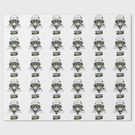 Hacker-Katze Cyber-Gamer Coder Lustige Technik Geschenkpapier (Flach)