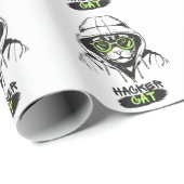Hacker-Katze Cyber-Gamer Coder Lustige Technik Geschenkpapier (Rolleneckpunkt)