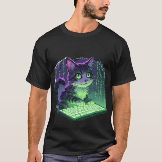 Hacker Katze T-Shirt (Vorderseite)