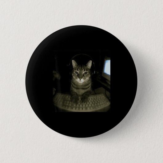 Hacker-Katzen-Meme Lustige Computerkatze Kätzchen- Button (Vorderseite)