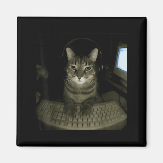 Hacker-Katzen-Meme Lustige Computerkatze Kätzchen Magnet (Vorne)