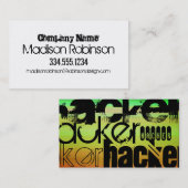 Hacker; lebendig grün, orange und gelb visitenkarte (Vorne/Hinten)