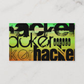 Hacker; lebendig grün, orange und gelb visitenkarte (Rückseite)