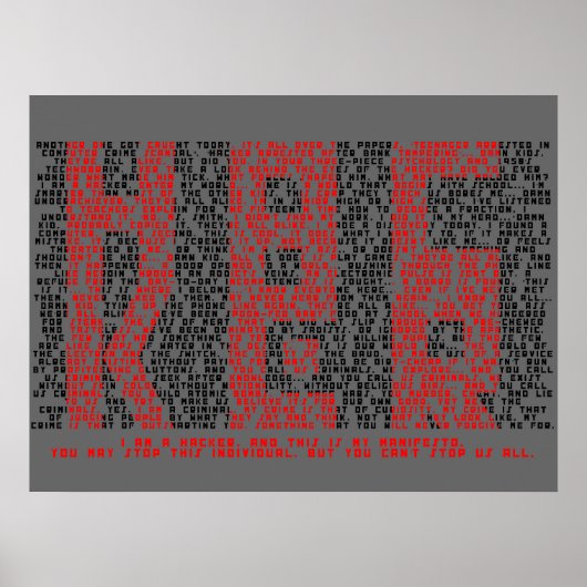 Hacker Manifesto Typografie Art Poster (Vorne)