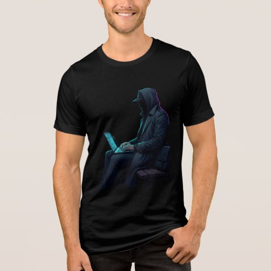 Hacker mit Laptop T-Shirt Tri-Blend Shirt (Vorderseite)