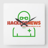 Hacker News-Uhr mit unserer Website Quadratische Wanduhr (Vorderseite)