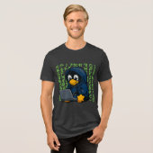 Hacker Pinguin IT Design – Geek Tech T-Shirt Tri-Blend Shirt (Vorderseite voll)