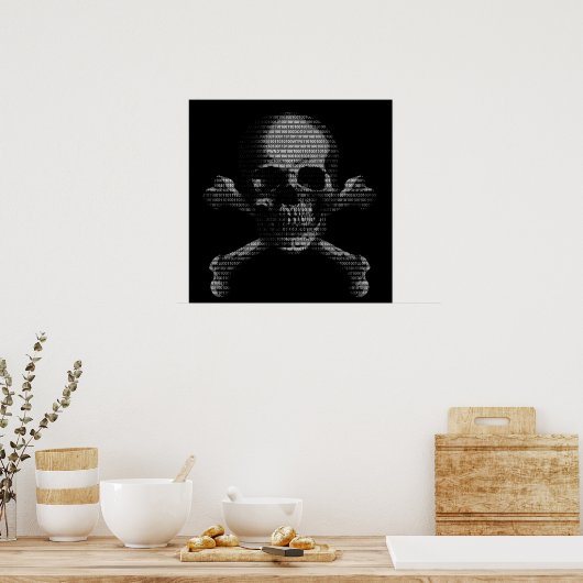 Hacker Skull und Crossbones Poster (Küche)