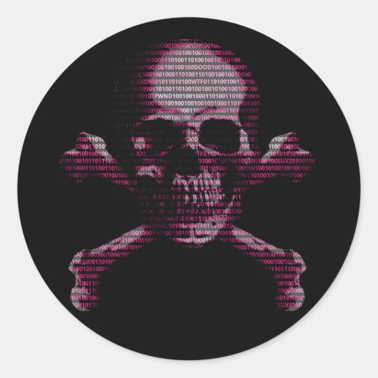 Hacker Skull und Crossbones Runder Aufkleber (Vorderseite)
