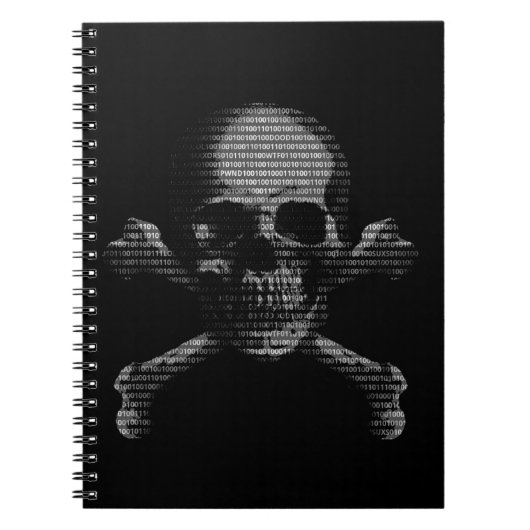 Hacker-Totenkopf mit gekreuzter Knochen Notizblock (Vorderseite)