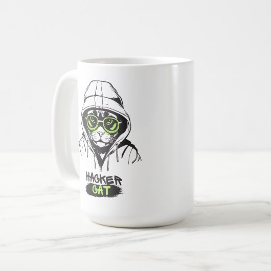 Hackerkatze Kaffeetasse (Vorderseite Links)