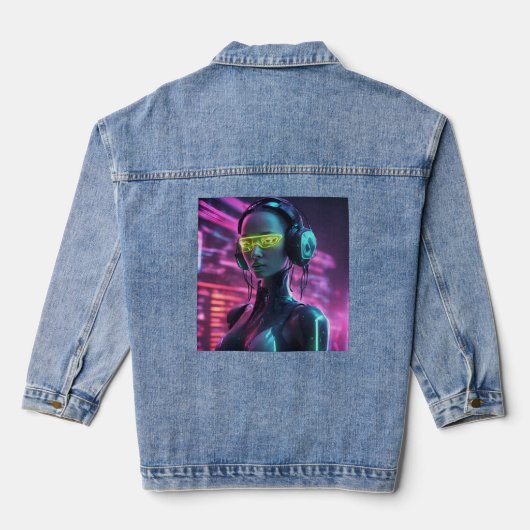 Hackerroboter Jeansjacke (Rückseite)