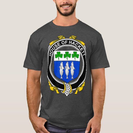 Hackett Coat of Arms Familienwappen T-Shirt (Vorderseite)