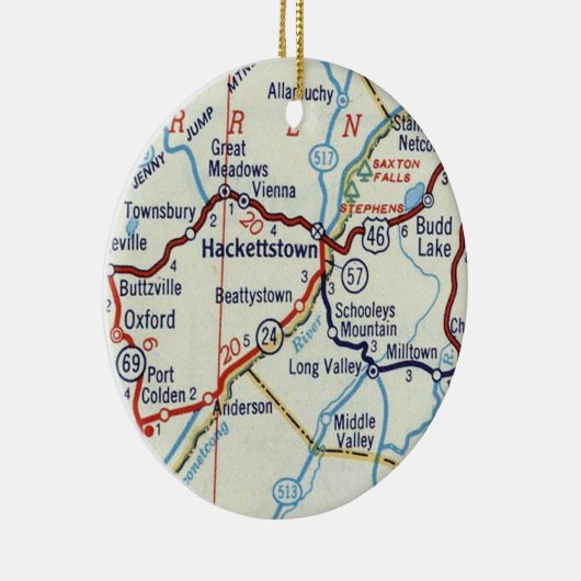 Hackettstown NJ Retro Map Keramik Ornament (Rechts)