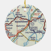 Hackettstown NJ Retro Map Keramik Ornament (Hinten)