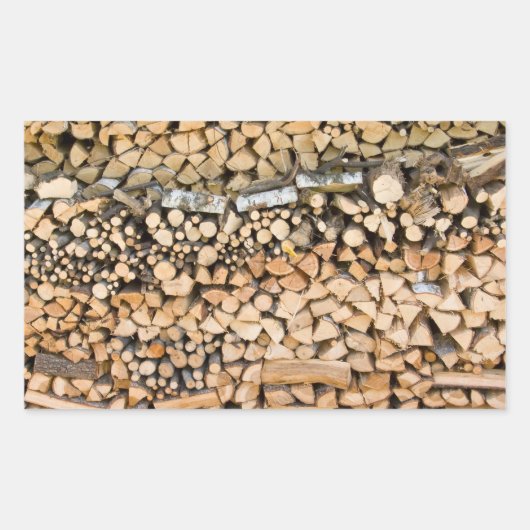 Hacktes Holz auf einem rechteckigen Aufkleber (Vorderseite)