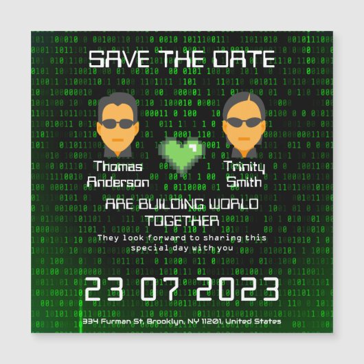 Hacky Nerdy Geeky coole Filmliebhaber Save the Dat Magneteinladung (Vorderseite)