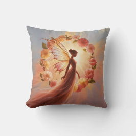 Hada luminosa rodeada de flores – Ilustración mági Kissen