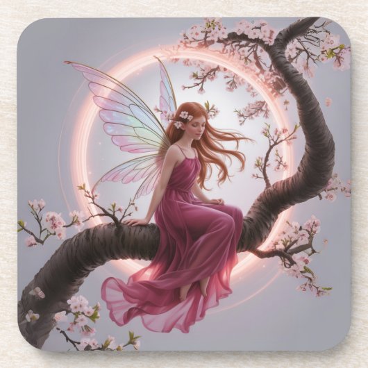 Hada mágica entre flores de cerezo – Ilustración d Getränkeuntersetzer (Vorderseite)