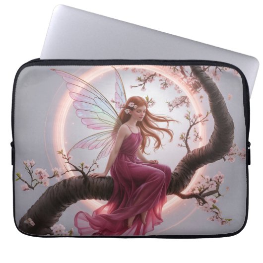 Hada mágica entre flores de cerezo – Ilustración d Laptopschutzhülle (Vorderseite)