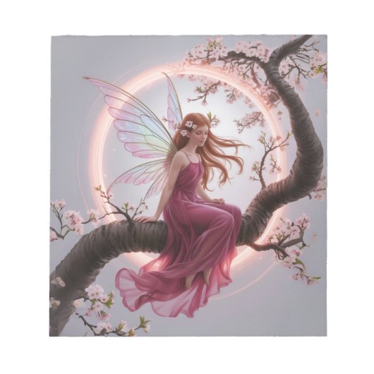 Hada mágica entre flores de cerezo – Ilustración d Notizblock (Vorderseite)