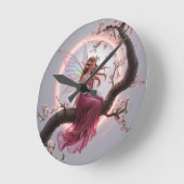 Hada mágica entre flores de cerezo – Ilustración d Runde Wanduhr (Winkel)