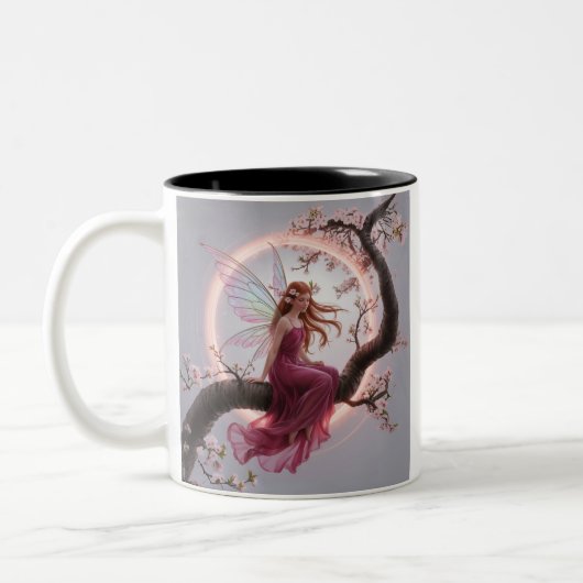 Hada mágica entre flores de cerezo – Ilustración d Zweifarbige Tasse (Links)