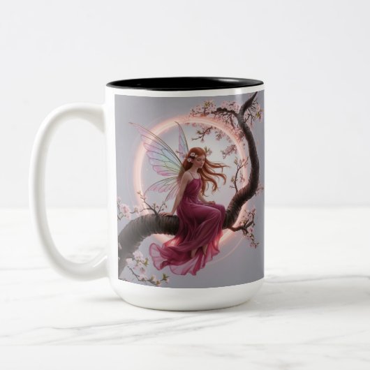 Hada mágica entre flores de cerezo – Ilustración d Zweifarbige Tasse (Links)