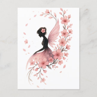 Hada Rosa con Flores de Sakura Feiertagspostkarte