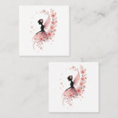 Hada Rosa con Flores de Sakura Quadratische Visitenkarte (Vorne/Hinten)