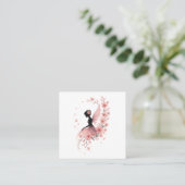 Hada Rosa con Flores de Sakura Quadratische Visitenkarte (Stehend Vorderseite)