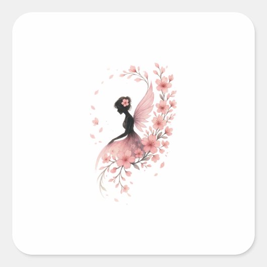 Hada Rosa con Flores de Sakura Quadratischer Aufkleber (Vorderseite)