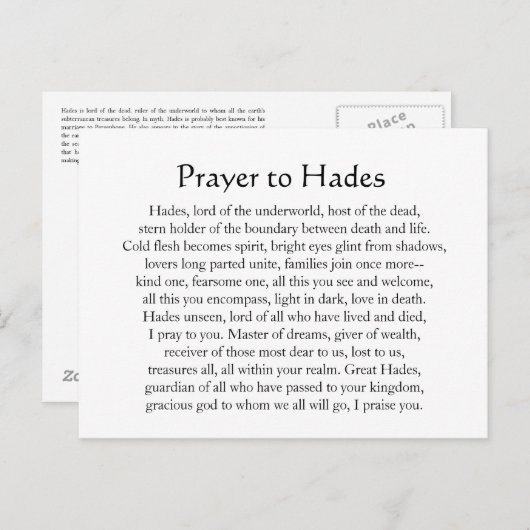 Hades Postkarte (Vorne/Hinten)