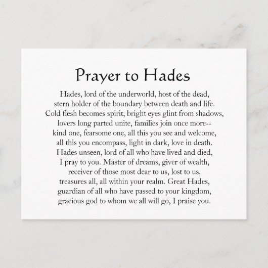 Hades Postkarte (Vorderseite)