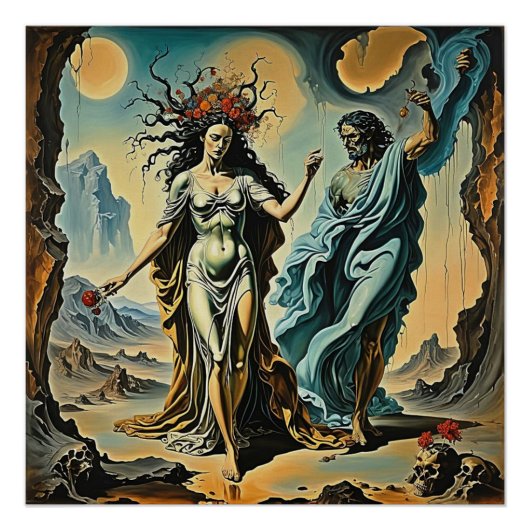 Hades und Persephone, die in die Unterwelt absteig Poster (Vorderseite)