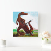 Hadrosaurus Dinosaur Quadratische Wanduhr (Zuhause)