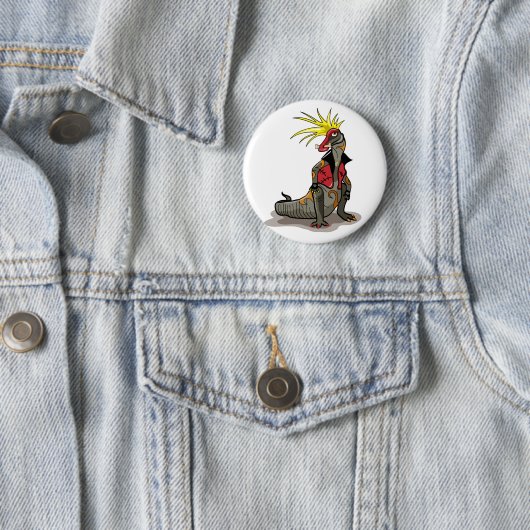 Hadrosaurus Dinosaurier verkleidete sich als Punk. Button (Beispiel)