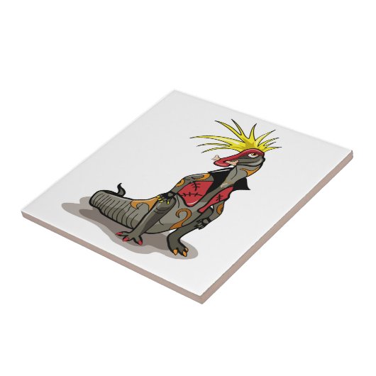 Hadrosaurus Dinosaurier verkleidete sich als Punk. Fliese (Seite)