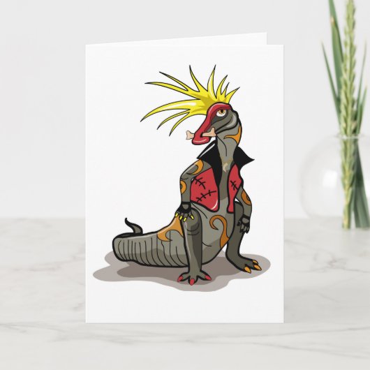 Hadrosaurus Dinosaurier verkleidete sich als Punk. Karte (Vorderseite)