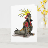 Hadrosaurus Dinosaurier verkleidete sich als Punk. Karte (Gelbe Blume)