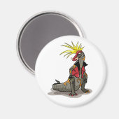 Hadrosaurus Dinosaurier verkleidete sich als Punk. Magnet (Vorderseite/Rückseite)