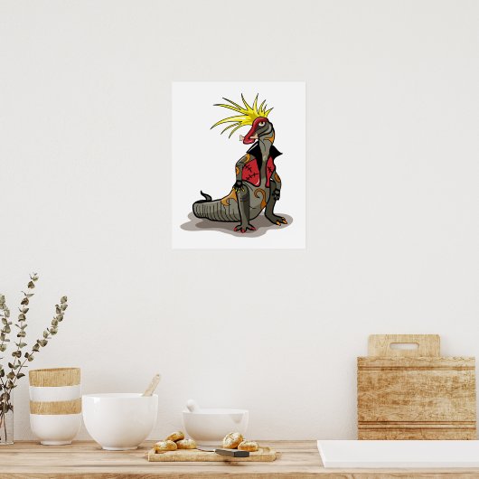 Hadrosaurus Dinosaurier verkleidete sich als Punk. Poster (Küche)