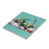 Hadrosaurus Entspannen in einem Whirlpool. Fliese (Seite)