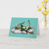 Hadrosaurus Entspannen in einem Whirlpool. Karte (Gelbe Blume)