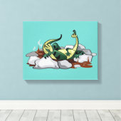 Hadrosaurus Entspannen in einem Whirlpool. Leinwanddruck (Insitu (Holzboden))