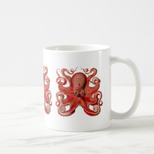 Haeckel Krake Rot Kaffeetasse (Rechts)