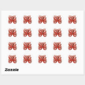 Haeckel Krake Rot Runder Aufkleber (Blatt)