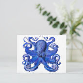 Haeckel Octopus Blue Postkarte (Stehend Vorderseite)